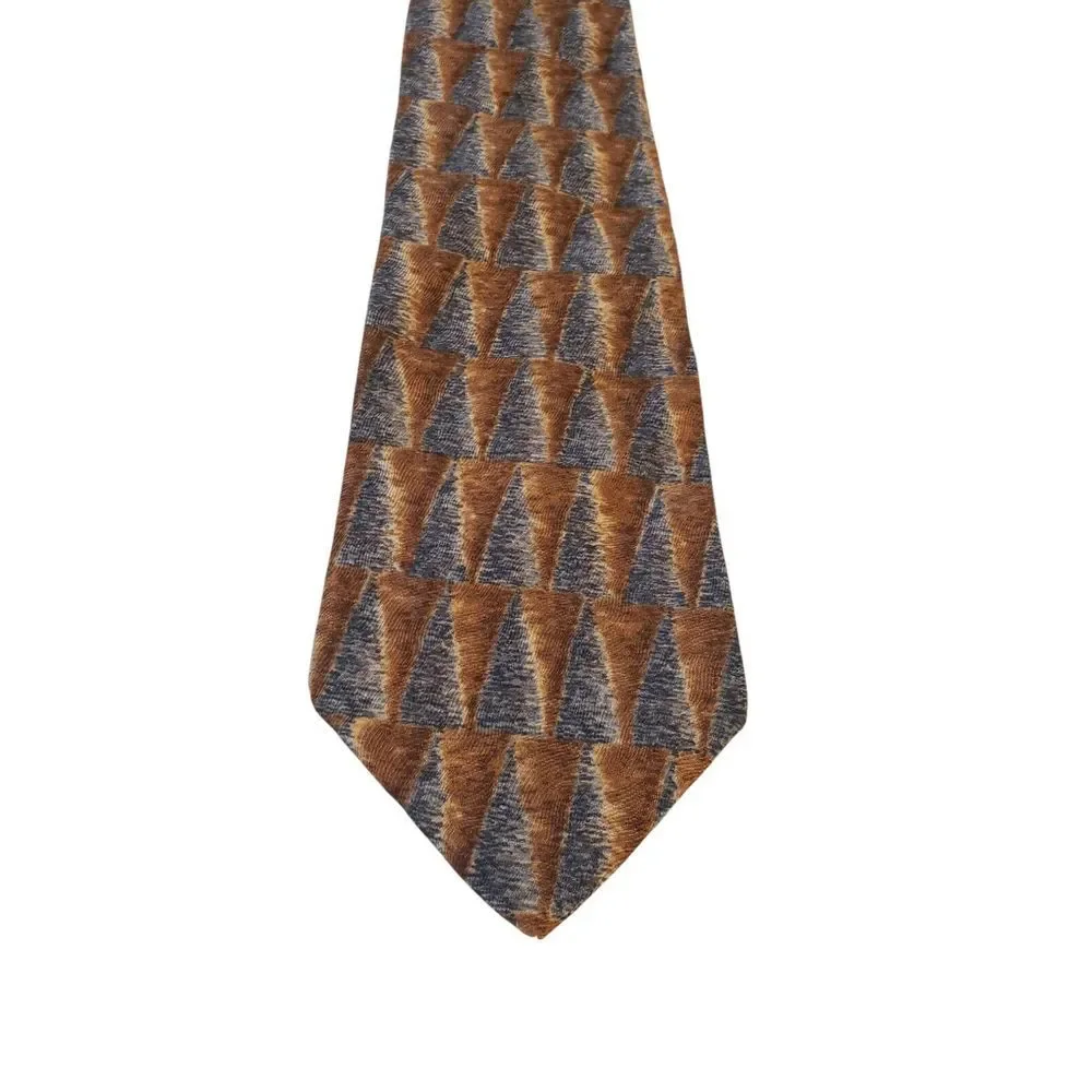 J Garcia Collectors Edition Neck Tie Mens Brown Gray Trees‎ Geometric Silk